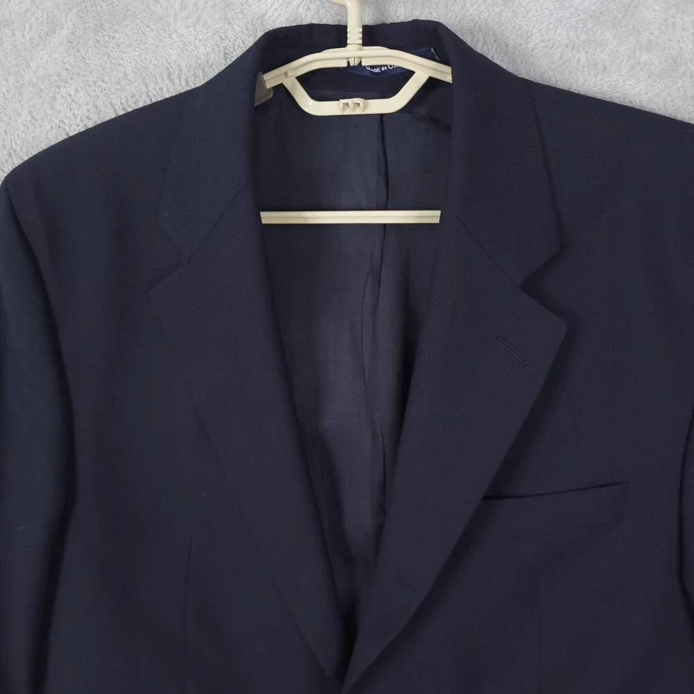 Chaps Ralph Lauren Blazer 100% Wool Gold Button Mens 40 L Sport Coat Jacket Blue